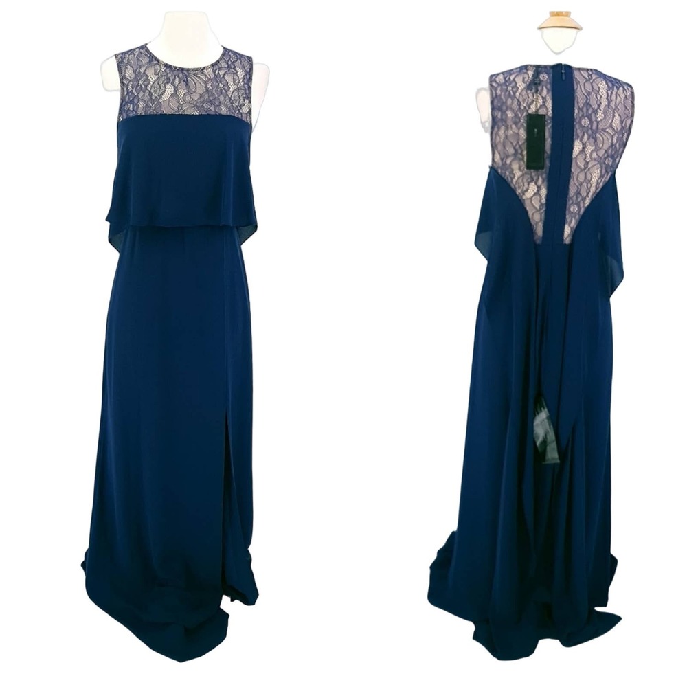 BCBGMaxAzria Navy Lace Maxi Dress New